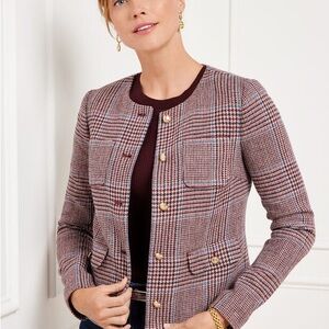 Talbots Red and Black Plaid Blazer